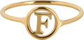 Charmin’s initialen open ronde zegelring Goldplated R1121 Letter F