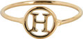 Charmin’s initialen open ronde zegelring Goldplated R1121 Letter H