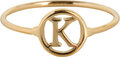 Charmin’s initialen open ronde zegelring Goldplated R1121 Letter K