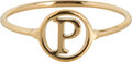 Charmin’s initialen open ronde zegelring Goldplated R1121 Letter P
