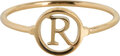 Charmin’s initialen open ronde zegelring Goldplated R1121 Letter R
