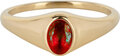 Charmin’s R1221 Birthstone zegelring January Red Garnet Oval Stone Goldplated