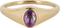 Charmin’s R1084 Birthstone zegelring Februari Purple Amethyst Oval Stone Goldplated