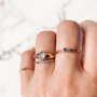 Charmin's Anxiety Ring Blauwe Aventurijn Edelsteen Kraaltjes Steel Palm R1309