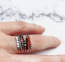 Charmin's Anxiety Ring Roze-Zwart Rhodoniet Edelsteen Kraaltjes Steel Palm R1308