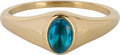 Charmin’s R1092 Birthstone zegelring December Oval Turkoys Stone Goldplated