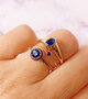 Charmin’s R1089 Birthstone zegelring September Blue Sapphire Oval Stone Goldplated