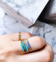 R0986 Anxiety Ring Palm Petrol Blue Beads Goldplated 