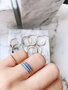 R0984 Anxiety Ring Palm Blue Beads Goldplated 