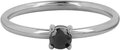 Charmin’s Klassieke Solitair 1,9mm Ring Zwarte Steen Staal R1428
