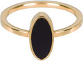 Charmin’s goudkleurige stapelring R533 Fashion Seal Oval goldplated staal met zwarte steen