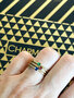 Charmin’s Driehoek Solitair Ring Zwarte Steen Staal R1298