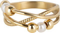 Charmin's Gedraaide Ring Balletjes en Parels Anxiety Fidget Goudkleurig Staal R1363