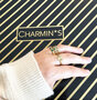 Charmin’s Ring Brede Band Ovale Zwarte Steen Goudkleurig Staal R1225