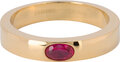 Charmin’s Ring Brede Band Ovale Fuchsia-rode Steen Goudkleurig Staal R1231