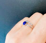 Charmin’s Goudkleurige Ring Ronde Steen Donker Blauwe Howliet Edelsteen 5mm Staal R1052