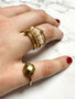 Charmin's Goudkleurige Gedraaide Birthstone Ring Parel Staal R1457