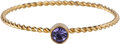 Charmin's Goudkleurig Gedraaide Birthstone ring Lila Paars Kristal Staal R1453