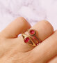 Charmin's Ring Birthstone Juli Roze Fuchsia Kristal Staal Iconic Vintage R1527