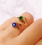Charmin's Goudkleurige Ring Birthstone September Donkerblauwe Kristal Staal Iconic Vintage R1098