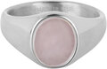 Charmin's Zegelring met Platte Ovale Licht-roze Rozenkwarts Edelsteen Staal R1481