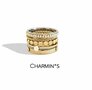 Charmin’s goudkleurige stapelring R341 Sanded goldplated staal